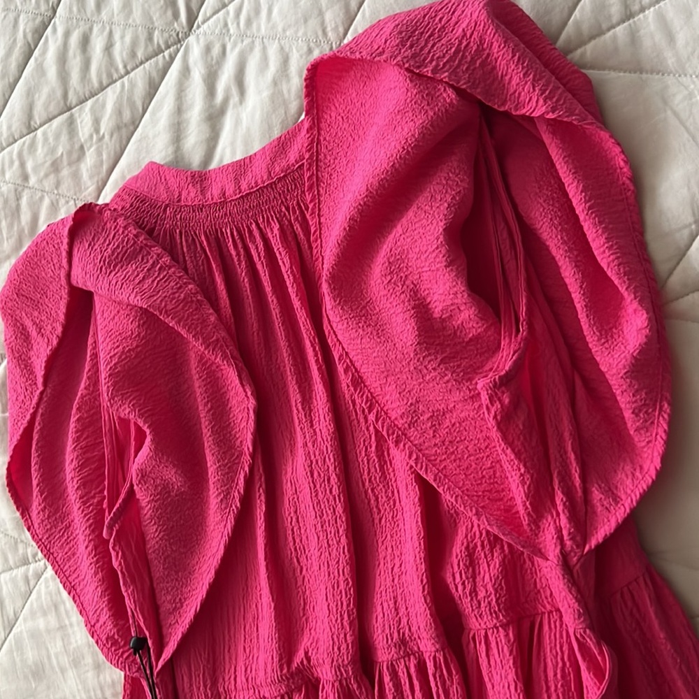 NWT Calvin Klein Tiered Gauze dress in Hibiscus size 2 - Picture 9 of 15